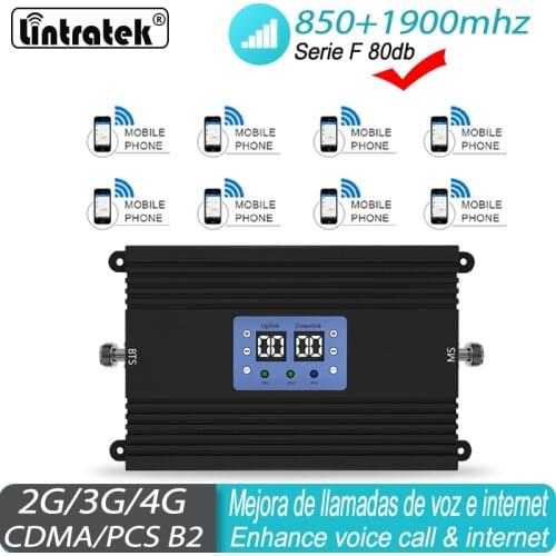 80db Signal repeater 850 2G 3G 1900 1800 2100 mhz Repeater Cell Amplifier GSM CDMA Band 5 Band 2 UMTS 1900 Cellular Booster