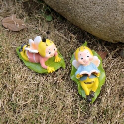 Resin Little Bees Home Decoration Accessories Animals Lying On The Leaves Miniature Figurines Ornaments