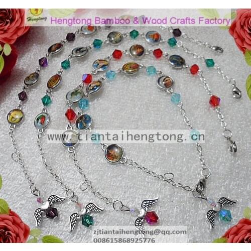 Free shipping 6mm crystal bead rosary bracelet,beaded bracelet,Angel wing bracelet