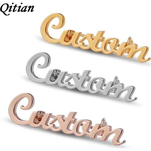Personalized Fashion Custom name Brooch luxury high-quality stainless steel Jewelry Brooch For Women Initial Letter Lapel Pins