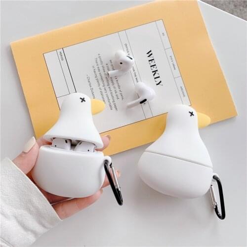 Cute Big White Goose for Apple AirPods Pro Case Silicone Anti-fall Protective Cover for Airpods 12 Cute Case Keychain Accessorie