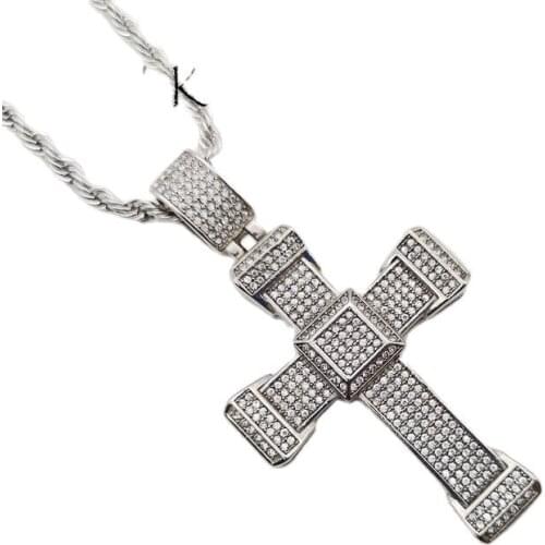 Black Knight Luxury Bling Bling full rhinstones Cross pendant necklace hip hop fashion cross necklace men jewelry BLKN0777