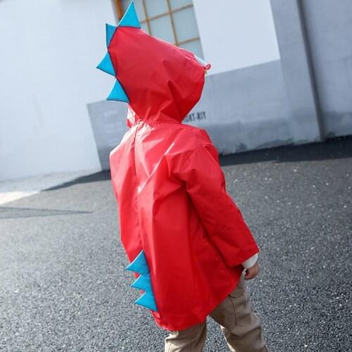 Hot Small Dinosaur Waterproof Polyester Rain Coat Boy Girls Children Windproof Poncho Kindergarten Student Baby Raincoat 200gD
