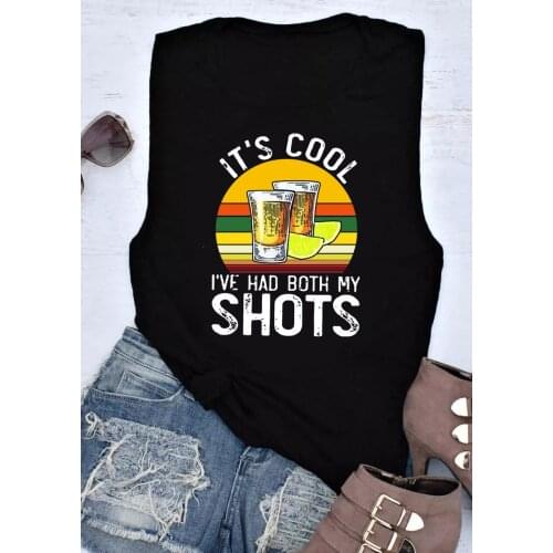 Its Cool I've Had Both My Shots Tank top Retro Beer Graphic Summer Sleevele shirts Women fashion casual vintage tops drop ship
