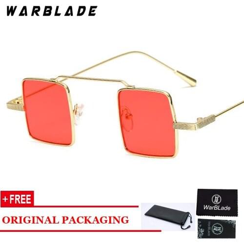 European small square sunglasses men retro metal frame pink yellow blue red vintage sun glasses for women uv400 WarBLade