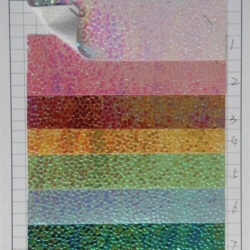130cm x 90cm holographic faux leather Laser Symphony PU leather colorful rainbow pearl fish texture fabric