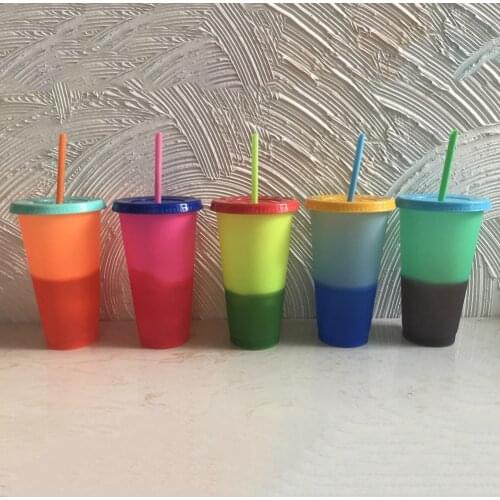 HOT SALE Reusable Plastic Temperature Color Changing Cold Cup Summer Drink Water Mug