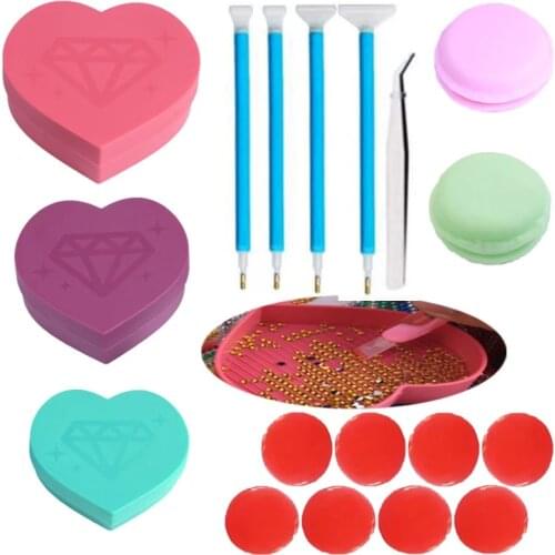 Heart Shaped Box,DIY Diamond Painting Tools Accessories Kits Embroidery Pen Plate Glue, Diamond Painting Makeup Storage Box
