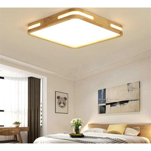 Square LED Ceiling Light Nordic Wooden Ceiling Lamps Living Room Bedroom Study Surface Mounted Lighting Fixture 6cm Height