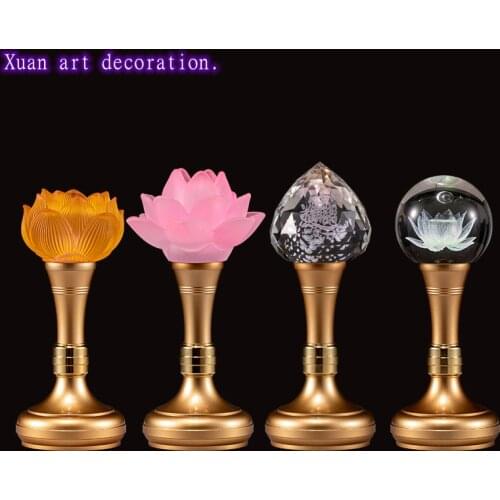 Lotus lamp home charge led Changming lamp crystal lotus lamp lotus lamp Buddhist lamp decorations for home