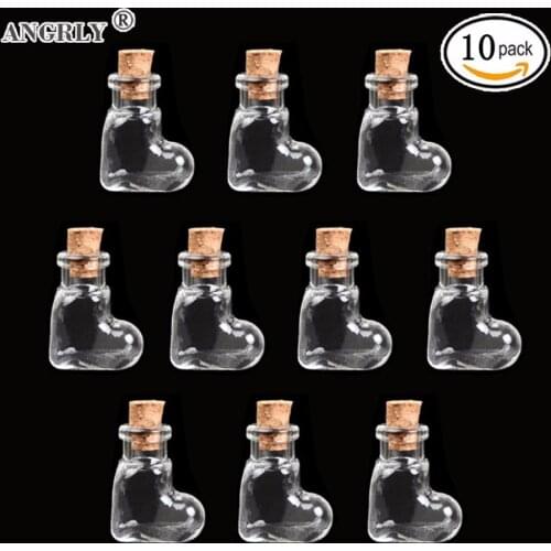 10pcs Mini Cute Glass Bottles Pendants Small Diy Bottles With Cork Diy Jars Gift Vial Wishing Bottle Wedding Gifts Supplies