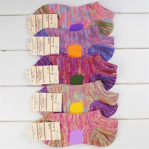 New Hot-sell womens socks short 5 pairs/lot spring summer colorful bold lines socks lady and women cotton invisible soks