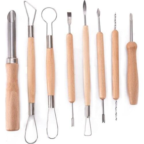 8pcs Clay Sculpting Kit Sculpt Smoothing Wax Carving Pottery Ceramic Tools Polymer Shapers Modeling Carved Tool Perfect