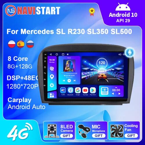 Android 10 Car Radio for Mercedes SL R230 SL350 SL500 SL55 SL600 SL65 2001-2007 GPS Navigation DVD 4G WIFI BT Carplay DVD Player