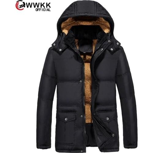 WWKK 2020 New Clothing Winter Down Jacket Men Business Long Thick Winter Coat Men Solid Fashion Outerwear Warm Long Coat Man