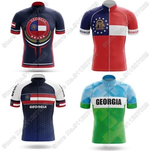 New 2021 USA State Georgia Summer Men Cycling Jersey Short Sleeve MTB Bicycle Cycling Clothing Bike Maillot Ropa Ciclismo