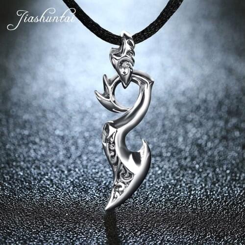 JIASHUNTAI Retro 100% 925 Sterling Silver Pendant Necklace Dragon Wing Silver Jewelry For Cool Men