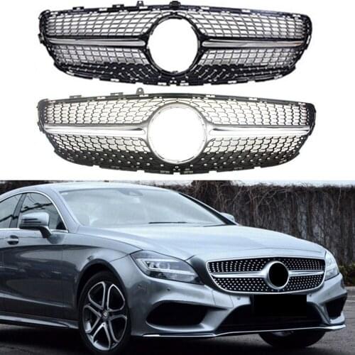 Front Bumper Racing Grill Billet Grille Cover For Mercedes-Benz W218 Cls-Class 2015-2018 Diamond