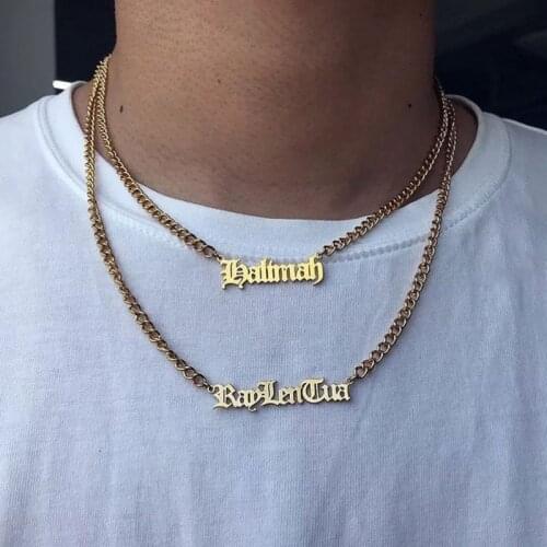 Customized Fashion Stainless Steel Name Necklace Personalized Letter Number NK Chain Couples Necklace Pendant Nameplate Gifts