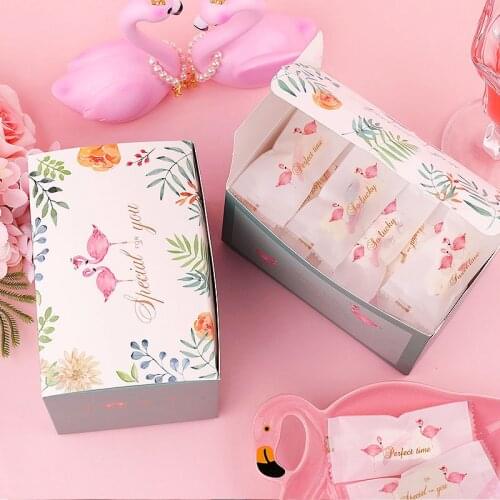 Creative Fresh Flamingo Cookie Gift Box Pineapple Crispy Brioche Gift Bags Party Birthday Paper Gift Packaging Favors Supplies