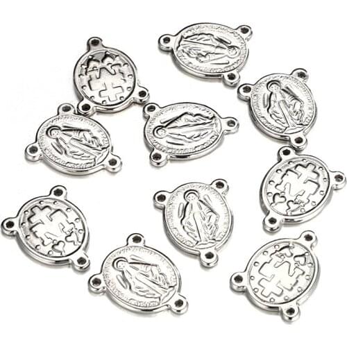 Stainless Steel Jesus Pendant Three Holes 2.5mm Connector 17*20mm Antique Charm Jewelry Findings Accessories Wholesale 20pcs