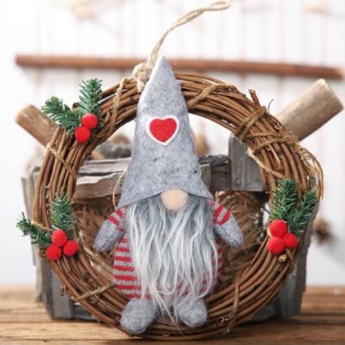 Artificial Rattan Christmas Ornaments Hanging Garlands Wreath Pendants Plush Gnome Doll Seasonal Decorations Festive Supplies