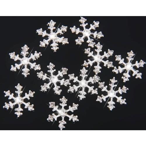 20x Silver Rhinestone Snowflake Applique Embellishments Flatback Card Making