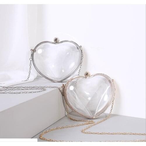 XIYUAN New Acrylic Fashion Mini Transparent Love Heart Bag Handbags Heart-shaped dinner bag evening bag women cross body bags