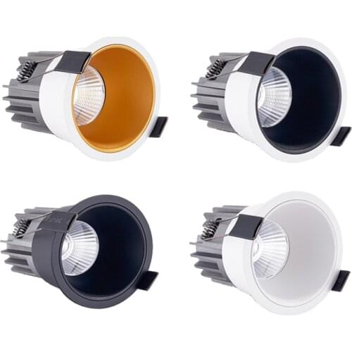 Dimmable Cob Led Anti-Glare Recessed Downlights Light 7W 9W 12W 15W Led Ceiling Spot Ac220v Lights Living Lights For Room Hotel