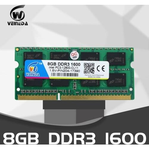 VEINEDA ddr3 laptop ram 2gb 4gb 8gb 1333Mhz 1600Mhz pc3-12800 SO-DIMM Notebook RAM 204Pin Laptop Memory
