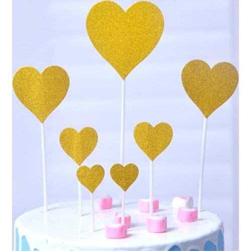 1 Set Golden Colorful Cake Topper Star Heart Happy Birthday Party Cake Decora Supplies Baby Shower Decoration Wedding Party