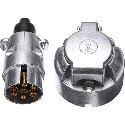 1pcs 12V 7 Pin Aluminium Trailer Connector Towing Plug Socket with Gasket Fittings Car Truck Motor Trailer Towing Accessories