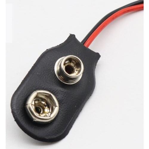 100pcs/lot 9 V Battery Connector 9V snap Clip Lead Wire PVC Soft Leather Battery Holder TBH-S1