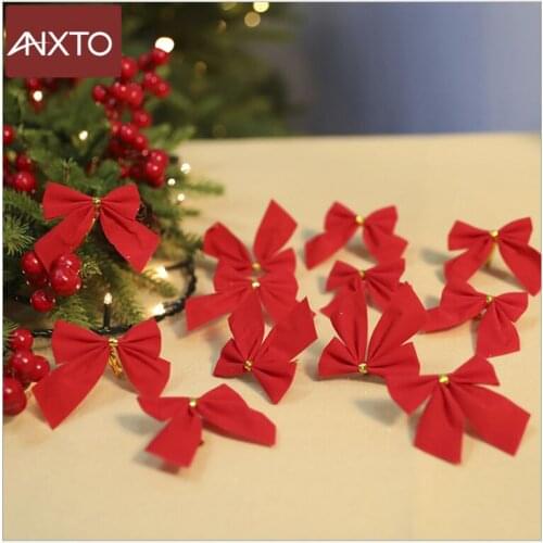 12 Pcs 6cm Pretty Bows Xmas Ornament Christmas Tree Decoration Festival Party Home Bowknots Baubles New Year Decoration