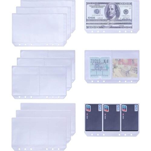 12Pcs/Set A6 6 Ring Binder Pockets Notebook Refills Filler Organizer Envelope Bill Pouch Name Card Business Card Sleeves Pages