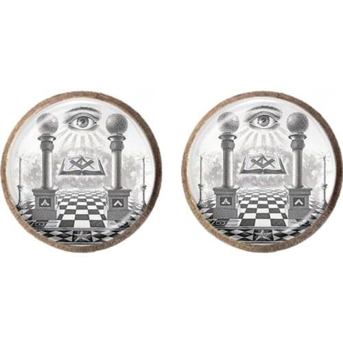 2019 New Eye of Providence Pattern 12mm Round Glass Cabochon Handmade Dangle Stud Earrings For Women Girls Best Gift