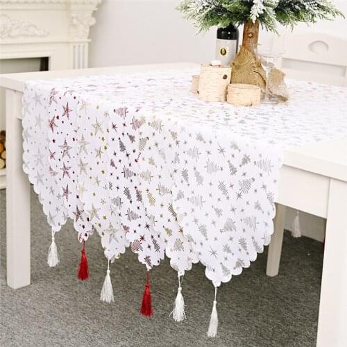 2022 New Year Christmas Table Runner with Tassel Table Runners for Dinning Table Decor Christmas Party Tablecloth Decoration