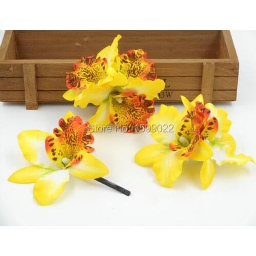 3pcs/lot Spring Bridal Flower Barrette Hair Clip Hat Decoration Brooch Yellow Updo Head Accessories Women Beach Photograph Prop
