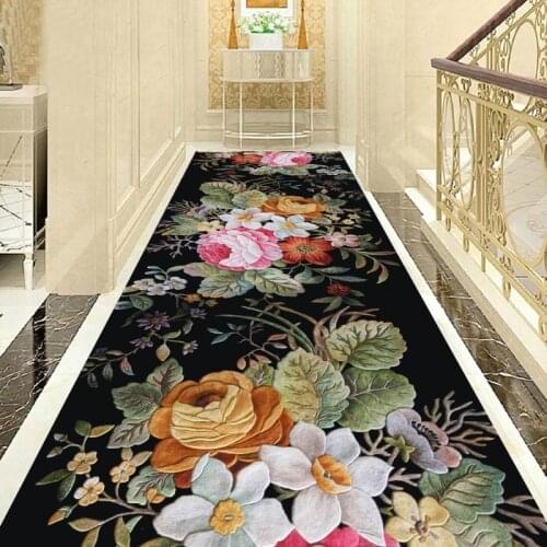 3D Big Flower Stair Carpet Living Room Decorative Corridor Carpet Hotel Aisle Rug Entrance/Hallway Doormat Customize Bedroom Rug