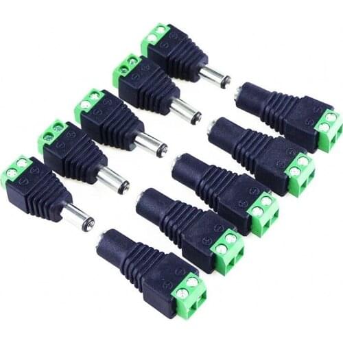 5 Set 10 pcs Cameras 2.1mm x 5.5mm Female Male DC Power Plug Adapter Female Plug Jack Adapter Connector Male Plug Socket green