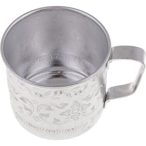 Asian Thailand Carved Tin Cup Mug Tin Can Drinkware for Drinking Coffee Cup