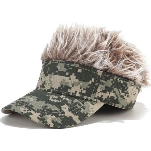 Unisex Caps Sport Outdoor Novelty Adjustable Fake Hair Visor Sun Hat Funny Wig Baseball Cap Chemotherapy Hat