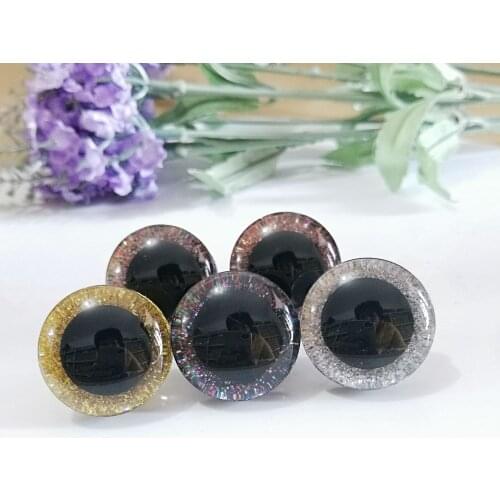 20pcs--16mm-20mm-25mm clear 3D plastic safety toy eyes &glitter & hard washer--color& size option--N6