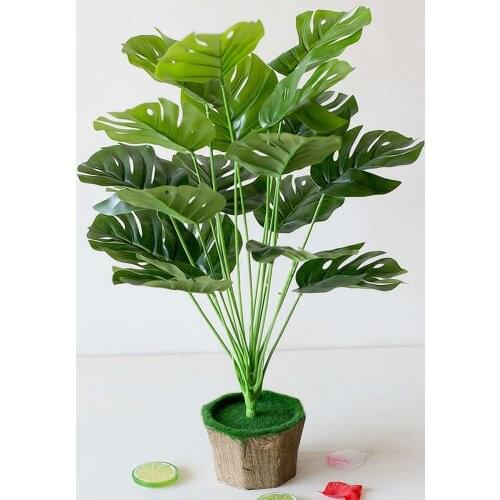 Large Tropical Monstera Palm Tree Leaves Artificial Plants Green Plastic Leaf Fake Plants Garden Decoration Accessories 1pc
