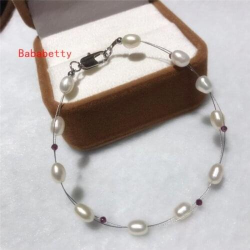 Beautiful New Handmade Natural Freshwater 5-6 mm Pearls Figure Shaped White Multicolor Bracelet7.5" AAA