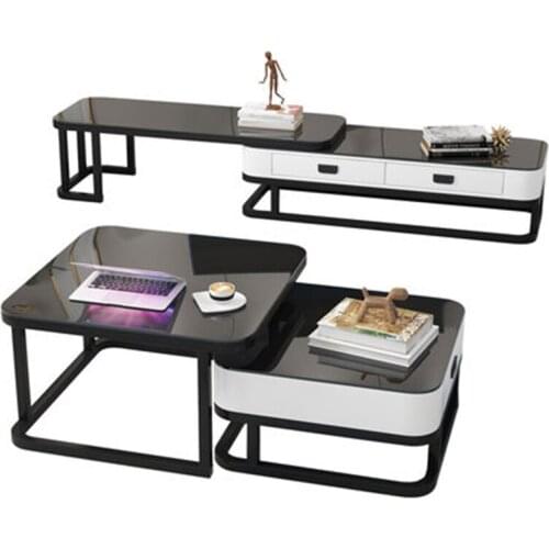 Tea table small family TV cabinet combination set light luxury modern simple Nordic flower table tea table living room home