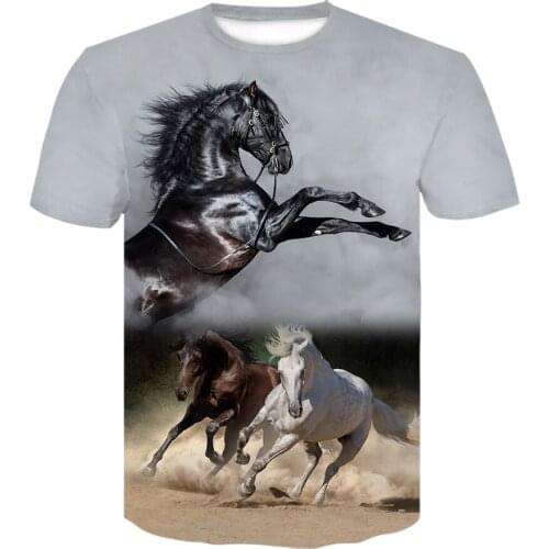 Summer New O-neck Wearing a Flower Headband Horse T-shirt 3d Fashion T Shirt Animal Clothes Men Women Large Size Tshirt Dropship