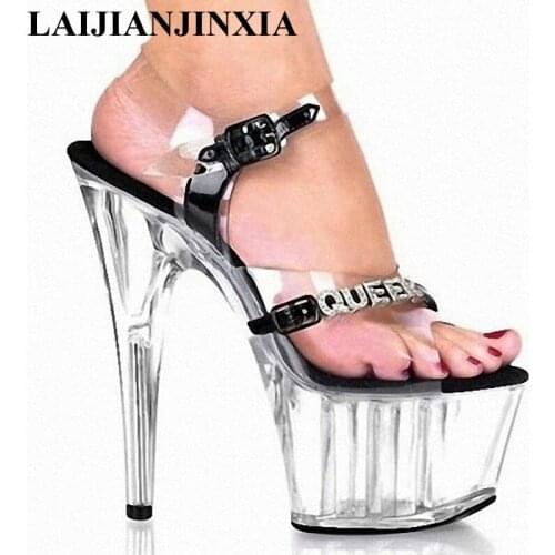 LAIJIANJINXIA Super High Heels 15cm Sexy Nightclub Party Crystal Waterproof Wedding Sandals With Thin Womens Platform Shoes