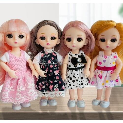 Fashion BJD Doll 1/6 Ball Joint Body 12cm Dolls For Girls Makeup Kawaii DIY Including Clothes Shoes Full Set Toys For Girls Doll