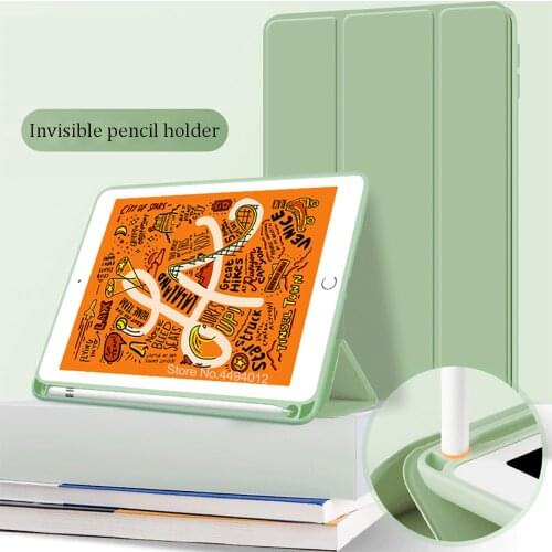 Soft Silicone Case For iPad Mini 5 Smart Cover Stand Auto Wake / Sleep With Pencil Holder 2019 7.9 inch A2133 A2124 A2125 A2126